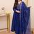 Navy blue chanderi silk embroidered anarkali suit