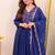 Navy blue chanderi silk embroidered anarkali suit