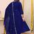 Navy blue chanderi silk embroidered anarkali suit