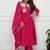 Rani pink roman silk embroidered anarkali suit