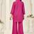 Hot pink rayon slub embroidered co-ord set