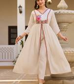 Off white embroidered silk blend a line suit