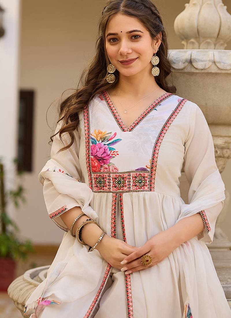 Off white embroidered silk blend a line suit