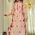 Peach cotton blend printed anarkali suit