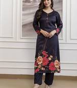 Assam silk black digital print kurta set