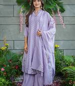 Lavender muslin cotton embroidered kurta set
