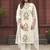 Off white viscose rayon embroidered straight suit