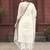 Off white viscose rayon embroidered straight suit