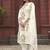 Off white viscose rayon embroidered straight suit