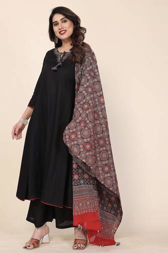 Black color viscose solid anarkali suit