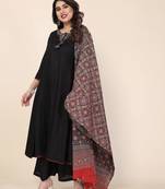 Black color viscose solid anarkali suit