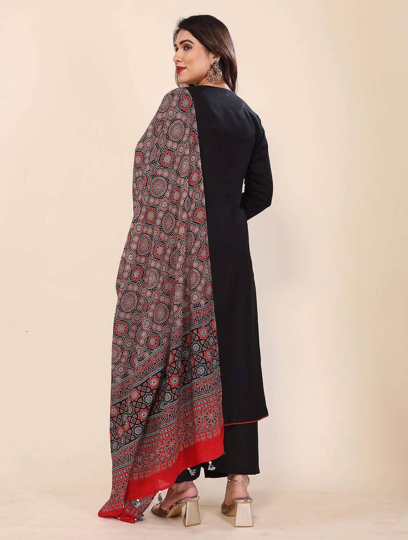 Black color viscose solid anarkali suit