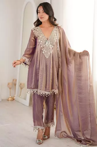 Light-peach mirror work suit