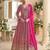 Pink embroidered georgette free size stitched anarkali suit