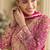 Pink embroidered georgette free size stitched anarkali suit
