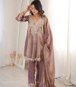 Purple mirror work suit