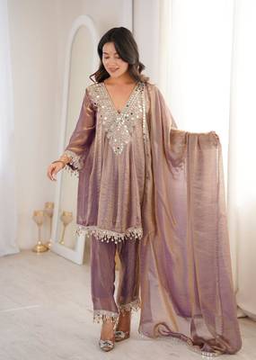 Purple mirror work suit 2
