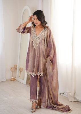 Purple mirror work suit 4
