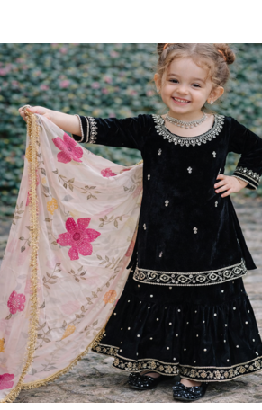 Velvet haevy embroidery sequence black readymade salwar suit 1