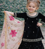 Velvet haevy embroidery sequence black readymade salwar suit