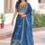 Attractive Teal Blue Thread Embroidered Silk Wedding Lehenga Choli