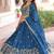 Attractive Teal Blue Thread Embroidered Silk Wedding Lehenga Choli