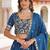 Attractive Teal Blue Thread Embroidered Silk Wedding Lehenga Choli