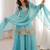 Gorgeous Sky Blue Zari Embroidered Silk Festival Wear Sharara Suit