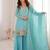 Gorgeous Sky Blue Zari Embroidered Silk Festival Wear Sharara Suit