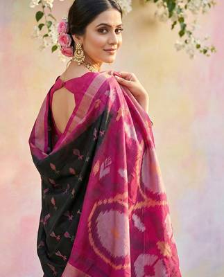 black soft silk blend saree for women  elegant & party wear saree 3