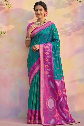 sea green soft silk saree for women     elegant traditional & party wear saree