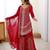 Red premium faux georgette embroidered top palazzo set with dupatta – festive & party wear suit