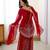 Red premium faux georgette embroidered top palazzo set with dupatta – festive & party wear suit