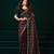 Wine thread work net party wear saree with velvet blouse