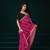 Pink thread work net party wear saree with velvet blouse