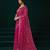 Pink thread work net party wear saree with velvet blouse