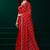 Red thread work net party wear saree with velvet blouse