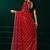Red thread work net party wear saree with velvet blouse