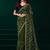 Green thread work net party wear saree with velvet blouse