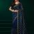 Blue thread work net party wear saree with velvet blouse