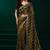 Green thread work net party wear saree with velvet blouse