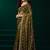Green thread work net party wear saree with velvet blouse