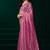 Pink thread work net party wear saree with velvet blouse