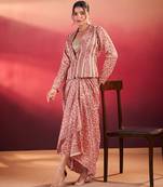 light pink printed tussar silk co-ord set