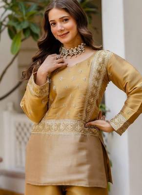 Antique gold viscose 2 piece set 1