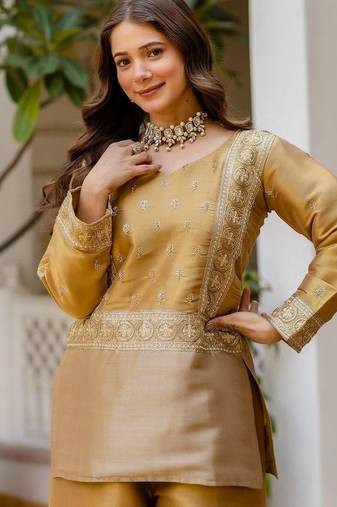 Antique gold viscose 2 piece set