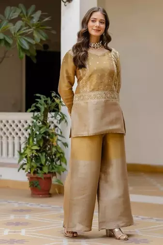 Antique gold viscose 2 piece set