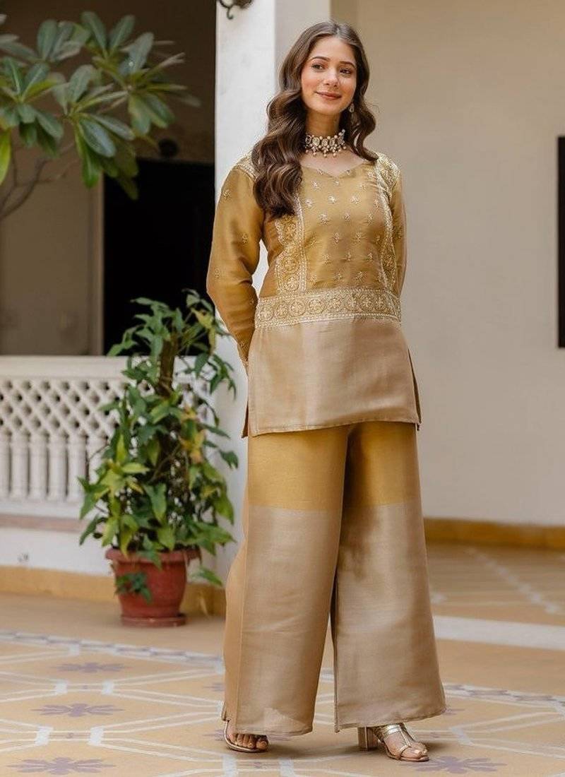Antique gold viscose 2 piece set