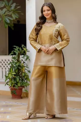 Antique gold viscose 2 piece set