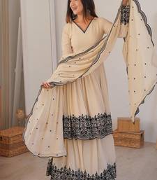 Beige embroidered palazzo set